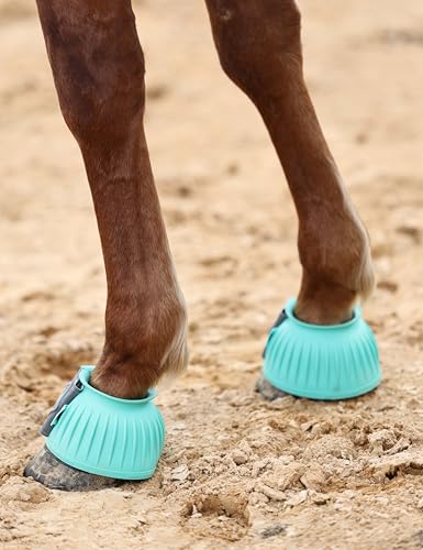 Image of Harrison Howard Rubber Bell Boots for Horses, Hoof Overreach Protection for Horses, w /Upgraded Leather Touch Tape
