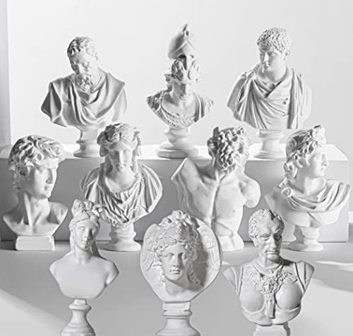 LAGOM HOUSE Greek Bust Statue and Sculptures Set of 10 PCS Greek Bust Statue Decor Roman Resin Mini Greek Mythology Figurine Greek God Statue Bust Small for Decor/Gifts/Drawing