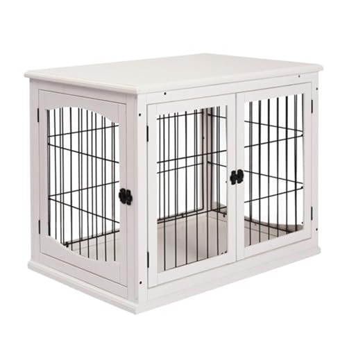 JTDISHI Dog cage pet cage White Small Animal cage with Lock and Small Door Suitable for Small and Medium-Sized Dogs Two-in-one Design, Both a Dog House and a Coffee Table for Placing Items