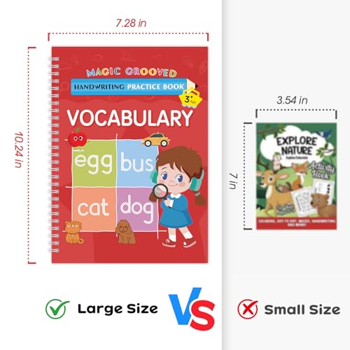 Magic Grooved Handwriting Practice Books for Kids Ages 3-5, Reusable Tracing Book, Preschool Learning Activity, Motor Skills Writing Workbook with Pencil Grips & Magic Ink Pens — view 5