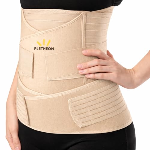 Image of PLETHEON 3-in-1 Post Pregnancy Abdominal Belt for Women - Post Delivery Belly, Waist & Pelvis Support Wrap | Postpartum Tummy Compression Shapewear | Free Size 30-46 Inch | Beige