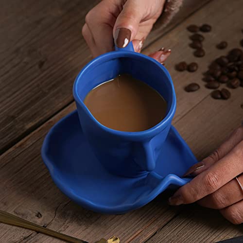 White Tea Cup And Saucer Set Ceramic Kissing Couple Coffee Mug Set With Spoon Face Coffee Cup Unique Teacup And Saucer Valentine's Day Christmas Creative Gift #TOP6