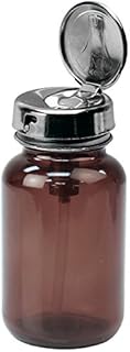MENDA 35743 Glass/Steel/Pfa(Perfluoroalkoxy Alkanes) Dispensing Bottle, Take-Along Liquid Dispenser Pump, Amber Glass, Impact Resistant, PFA Stem, 4 oz, 4 fl. oz. Capacity