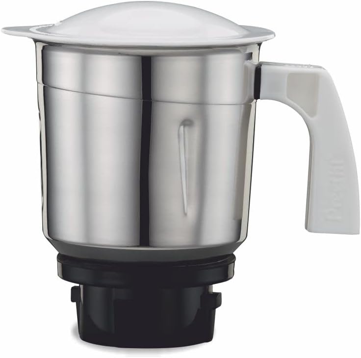 Preethi Medium Mixer Jar for Eco Twin, Eco Plus, Nitro and Blue Leaf, 1-Liter, Silver