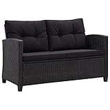  Leepesx Sofá de jardín 2 plazas y Cojines, Sofa Jardin Exterior, Sofa Terraza Exterior, Muebles Jardin, Muebles De Terraza Exterior, Terraza Exterior Chill out, ratán sintético Negro 124 cm