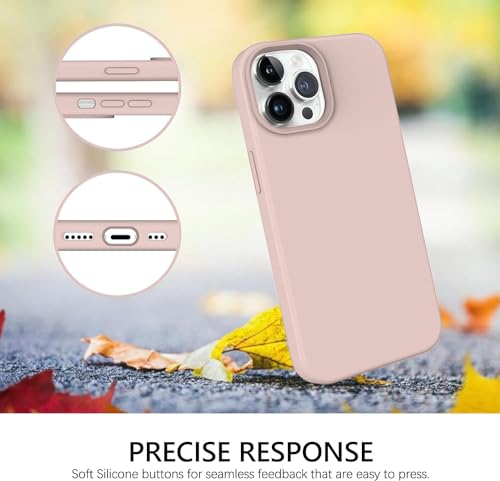 Image of Elzzi Microfiber Candy Case Compatible for iPhone 14 PRO, Shockproof Slim Back Cover Liquid Silicone Case (Pink)