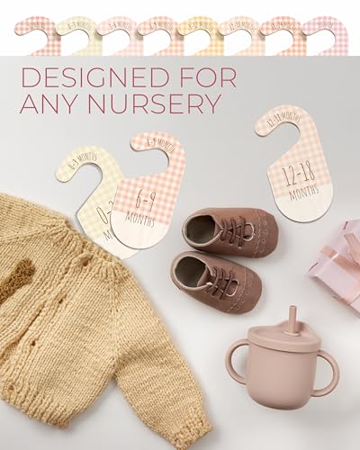 HIPPOTALE Baby Clothes Organizer - Pink Baby Closet Dividers for Nursery Decor, Storage & Organization - 8 Size Closet Dividers for Hanging Clothes, Gender Neutral Nursery Must-Haves & Accessories