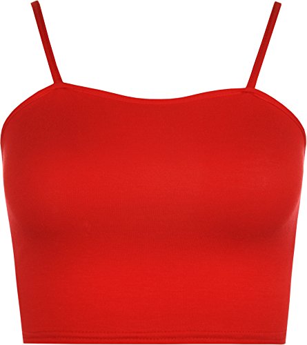 WearAll Womens Strappy Sleeveless Ladies Bralet Crop Stretch Vest Top - Red - 8-10