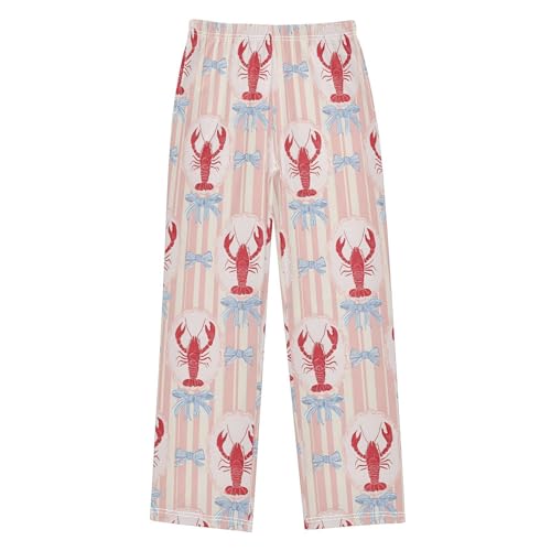 ALAZA Blue Bow Lobster Striped Pajama Lounge Pants Long Sleep Pajama Bottoms with Pockets