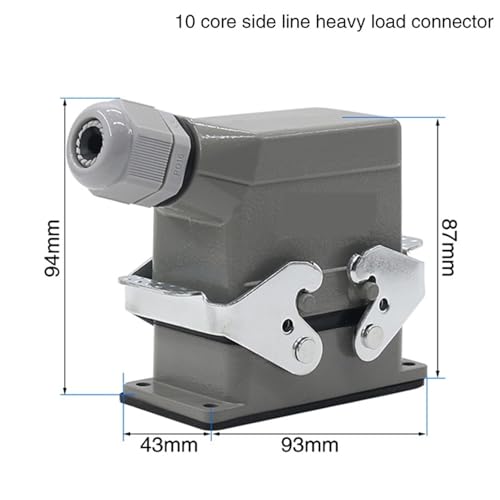 Conector rectangular HDC-HE-010 de 10 pines con salida lateral de línea aérea superior 2