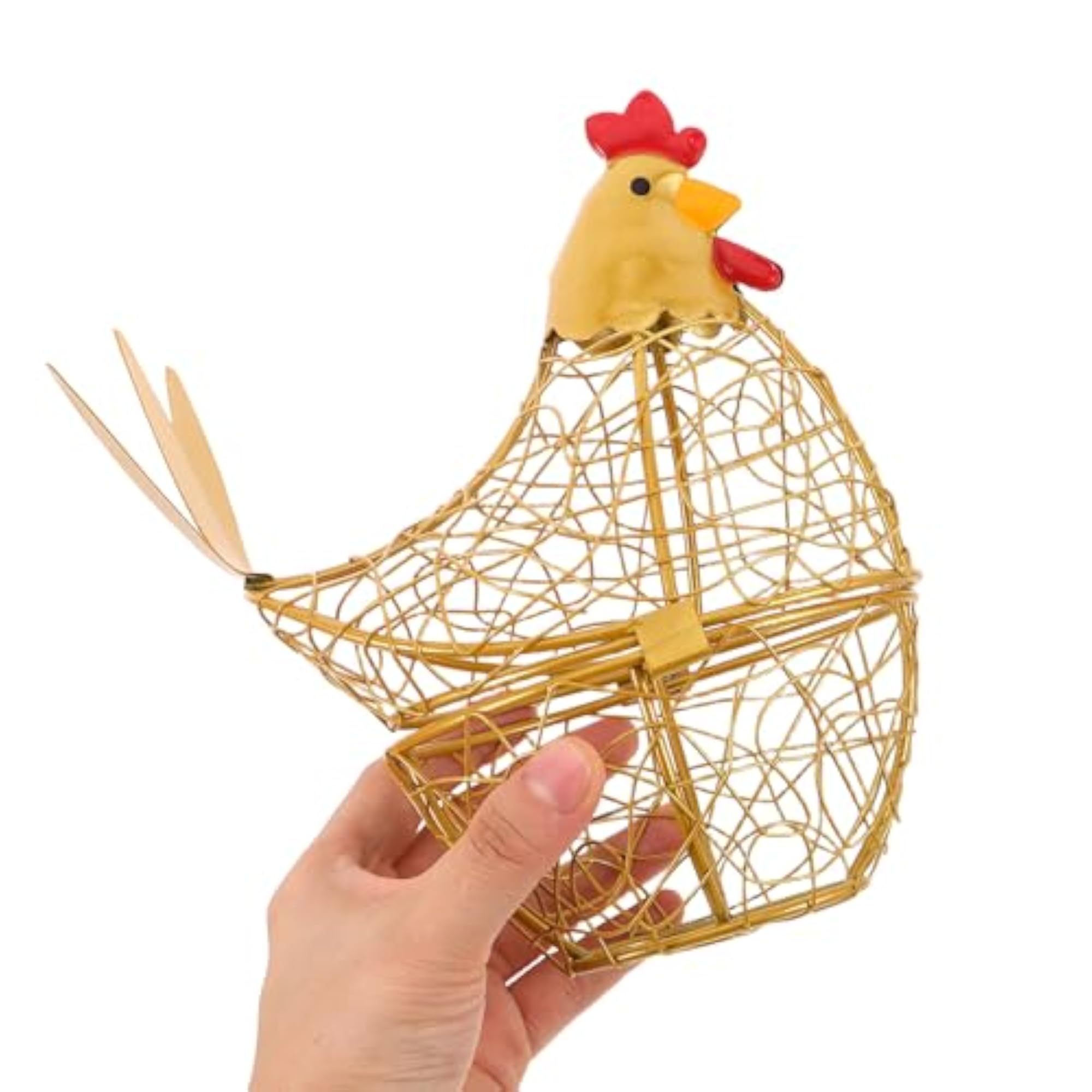 Wire Chicken Egg Holder Basket with Decorative Lid