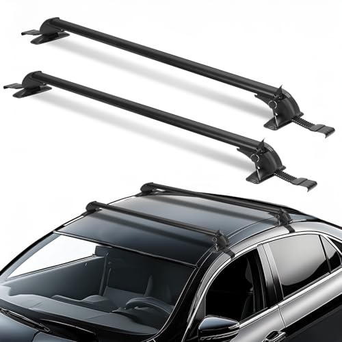 43' Universal Roof Rack Cross Bars, Upgraded Aluminum Lockable Crossbars with Extendable Window Frame & Dual Security Keys. 165lbs Max Load for Bare Roof Cars/Trucks/SUVs