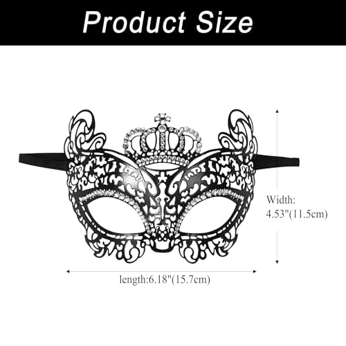 Masque de bal en métal ciselé Oidea avec strass et couronne - 3