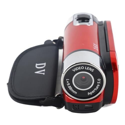 Videocámara Digital Full HD 16X, Mini Cámara de Vídeo Portátil Para Niños, Rotación DV Vintage, Profesional Para Fiesta en Casa (Rojo)