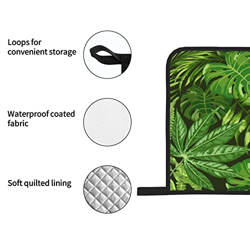 Snrfory Oven Mitts And Pot Holders 4Pcs Set, Tropical Monstera Palm Tree Leaf Kitchen Oven Glove For Cooking Baking Grilling #TOP4