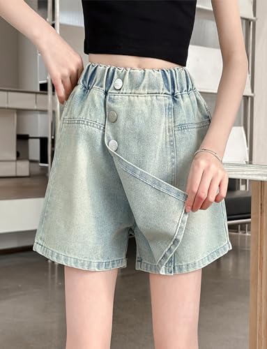 Pantalones vaqueros de verano transpirables y elásticos para niña 6