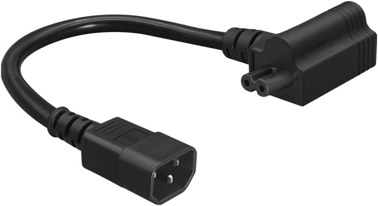 0.32M/1FT IEC320 C14 to C7+5-15R Piggyback Power Cord,IEC C14 Plug to Figure 8 C7+NEMA 5-15R Socket Extension Power Connector Cable SJT 14AWG