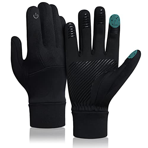 KELOYI Guantes de Invierno Hombres y Mujeres Guantes Moto Invierno Térmicos y Antideslizantes Guantes de Deporte de la Pantalla táctil para Smartphone Negro L