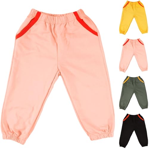 Kids Color Block Casual Joggers Sweatpants Elastic Waist Loose Athletic Pants with Pockets for Girls Boys 2-10 Years2