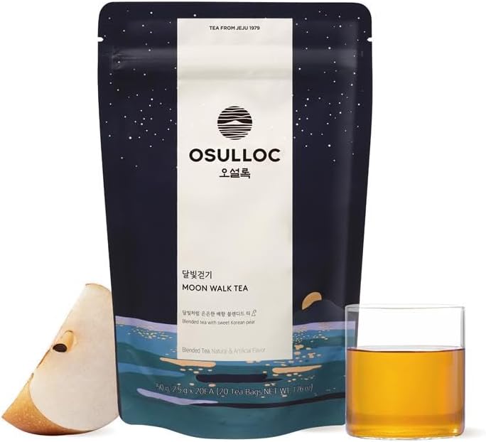 OSULLOC Moon Walk Tea (Korean Pear Flavor) | Sweet Fruit Tea | 20 Pyramid Tea Bags, 1.76oz