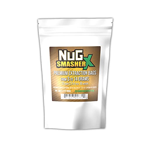 NugSmasher Rosin Press Bags - X Size (90 Micron) sized for nug smasher rosin press heat press and other machines each package contains 12 double back stitched press bags that measure 2.7â€³ x 4â€³