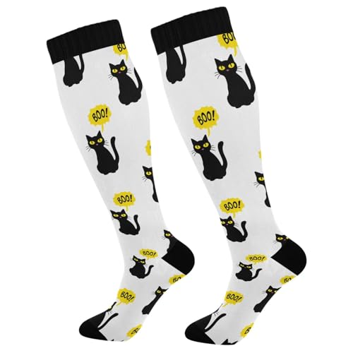 CEBUGI Cheshire Cat Texture Compression Long Socks Women Men Knee High Running Socks for Sports Hiking Travel,2 pairs