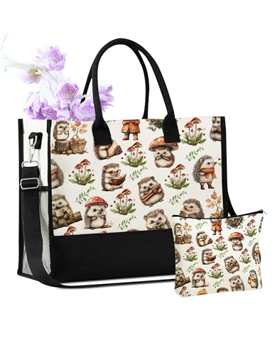 Bolso Tote de Lona con Cierre y Correa para Mujer miniatura 1