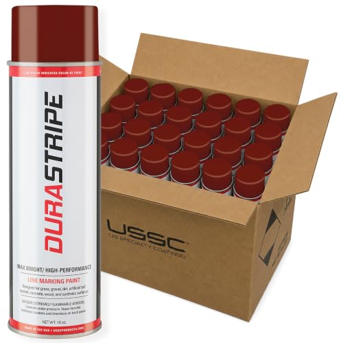 Image of Athletic Field Marking Paint - 2 Cases of 12 T-Tip Spray Cans (24 Total), 18 oz Each - Bright, Durable Field Striping Paint (Maroon)