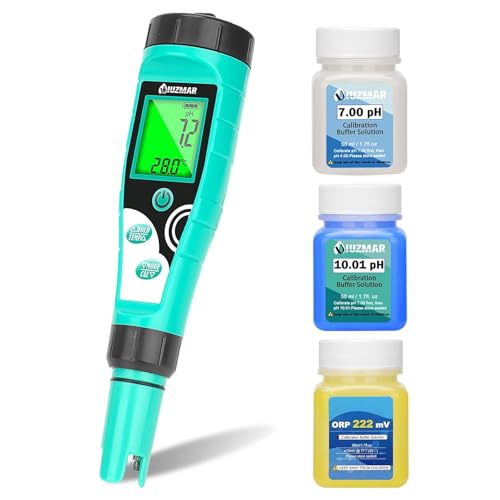 UIUZMAR Testeur Numérique de pH et de Chlore pour Piscines, testeur de Salinité pour Piscines au sel, Compteur D'eau 7 en 1 avec Mesure du Chlore Libre, du PH, Sel,...