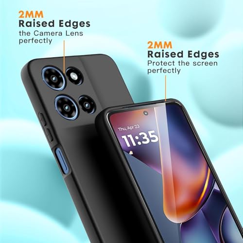 Image of DIZORO Microfiber Candy Case for Motorola G57 Power 5G Smooth Touch Cushion Liquid Soft Silicone Gel Rubber Phone Cases Non-Slip Full Body Protective Shockproof Back Cover -Black