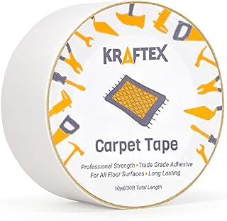 Original Carpet Tape 30ft Roll, for Rugs, Mats, Pads, Runners [Anti Slip Non Skid Technology] Indoor Gripper Tape Double Sided Adhesive [Works on Any Floor] Grips Hardwood, Tile, Laminate Floor (30ft)