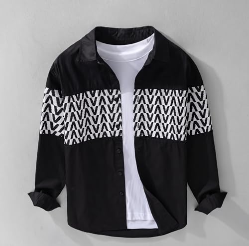 Image of Afflatus Men's Casual Shirt with Geometric Print | Premium Cotton Full Sleeve Shirt for Men | Stylish Regular Fit Fashion Trend | Casual, Party & Smart Casual Wear