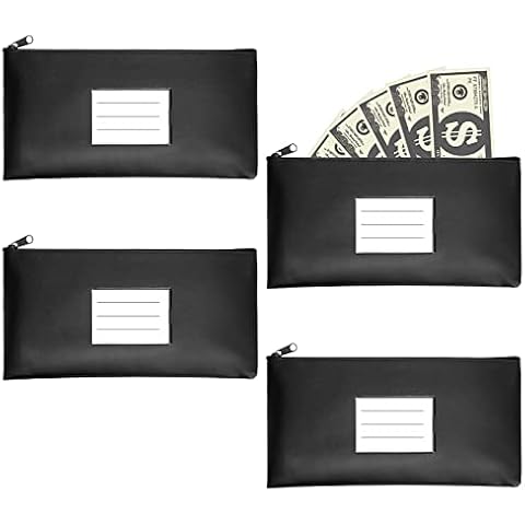 UMILKI 4Pcs Banktasche mit Reißverschluss,29 * 16CM PU Bankmappe Geldscheintasche,Geldbeutel Geldtasche Etui für Geldscheine,Dokumententasche mit Reißverschluss Cover