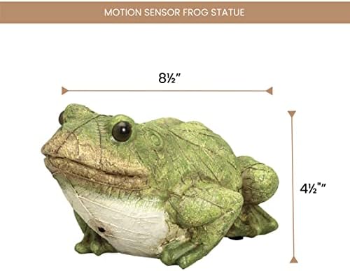 Bits and Pieces - Frog Motion Sensor and Detector Statue - Animal Gardening Gifts - Weather Resistant Garden Decoration Sculpture - 4½" x 8½"