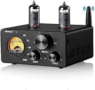 AIYIMA T9 Bluetooth 5.0 6K4 Vacuum Tube Amplifier 2.0 Channel TPA3221 USB DAC 100Wx2 Stereo Receiver Amp COAX/OPT HiFi Home Audio Digital Amplifiers with VU Meter