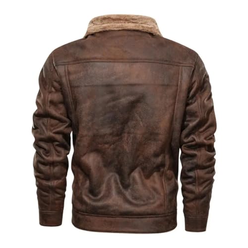 Winter Men's Fur Leather Jacket Coat Retro Streetwear Thicken Leather Bomber Jacket4