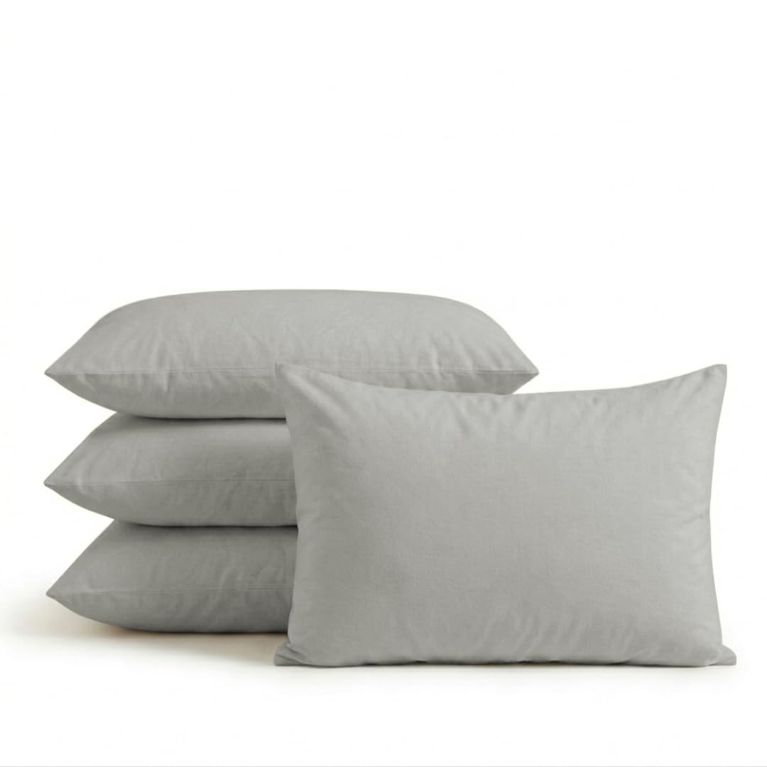 Ziya Homes Grey Pillow Cases 4 Pack - Housewife Pillowcases - 200Tc Soft Brushed Microfiber Pillow Covers With Envelope Closure (50 X 75 Cm)