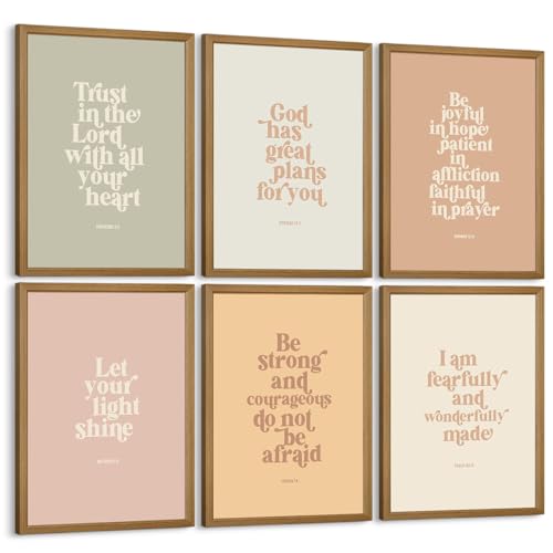 Bible Verse Wall Art Decor Kids Christian Canvas Pictures Inspirational Quotes Wall Art Jesus Religious Posters Educational Kids Artwork Christian Boho Prints for Bedroom 8x10 Inch Unframed Set of 6