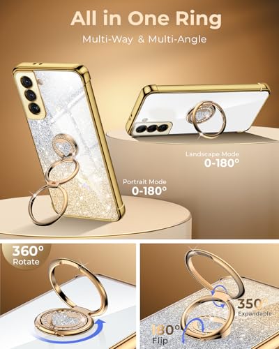 Coque Galaxy S21 avec double anneau dorée et support antichoc - 3
