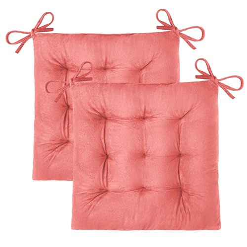 OVOV 2 Pack Chair Cushions for Dining Chairs 15.5"x15.5" Pink