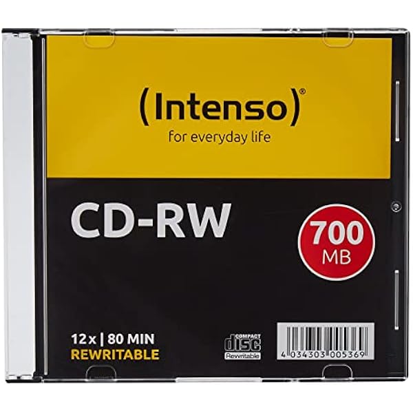 Intenso CD-R 80-Minute 700 Mb 12X Speed Re-Writable CD Media Slim Jewel Case (10 sztuk)