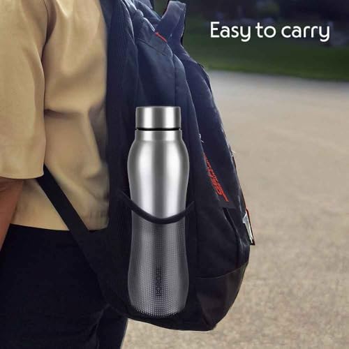 Image of Borosil 740 ml Hydra Chillmate Stainless Steel Water Bottle | ISI Certified, Made in India | Single Wall, Leakproof| Bottle for Office, School, College & Gym | 1 Year Warranty | Silver