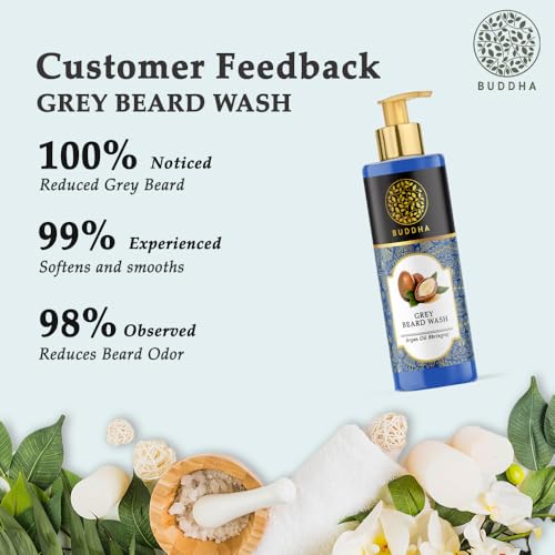 Image of Buddha Natural Grey Beard Wash (120 ml) - For Reduce Greys and Restore Natural Color | Herbal Formula For Strengthens & Thicker Beard | Suitable for All Beard Types