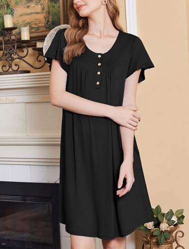 Image of Ekouaer House Dress for Women with Pockets Short Sleeve Moo Moos Plus Size Nightgowns Floral Print Mumu Dresses