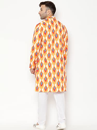 Image of hangup men's kurta pyjama set, Color Orange, Size 38 (K122KurtaSet)