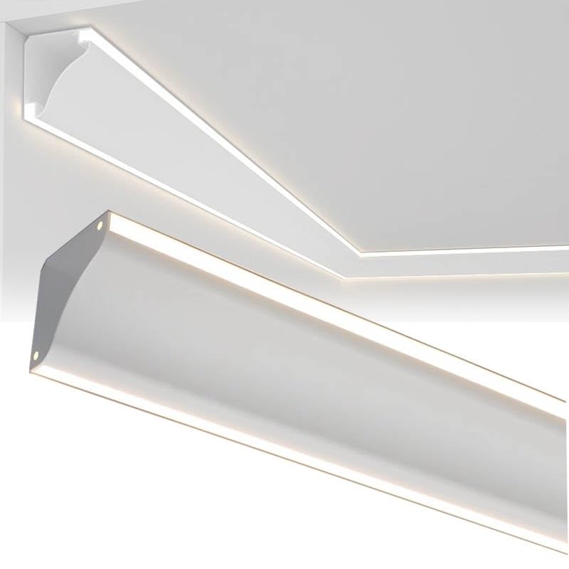 Canal de tira de luz LED, perfil de aluminio para instalación en techo y pared, solución de montaje fácil para iluminación de acento