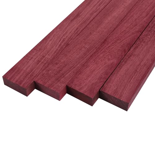 BrightRow 4 Pcs Purple Heart Wood Exotic Wood Hardwood Lumber Board Imported Exotic Hardwood Variety Pack for Craft of Woodworking Cutting Boards Processing Handicraft Production (3/4 X 2 X 18)