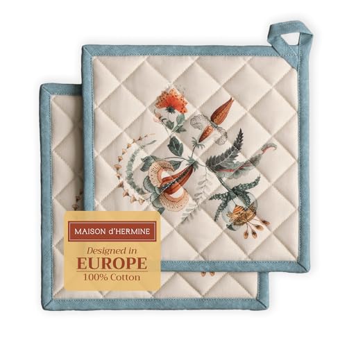 Maison d' Hermine Pot Holders Set 100% Cotton Heat Resistant Potholders 8