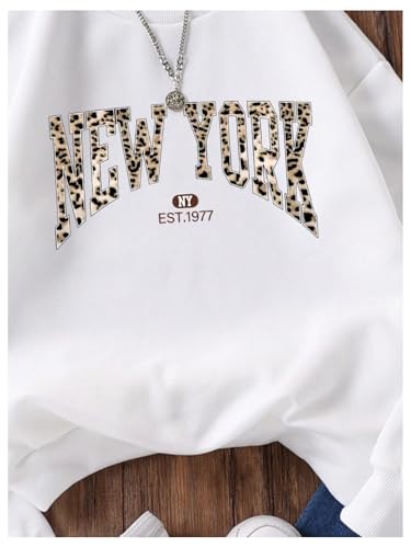 Girl's Graphic Crewneck Sweatshirts Cheetah Letter Print Long Sleeve Pullover Tops Preppy Clothes3