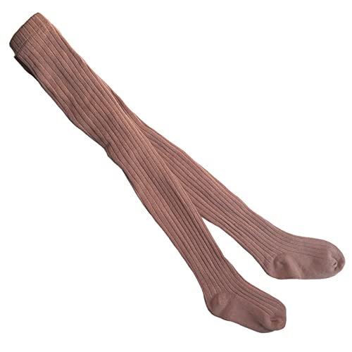 Toddler Girls Cotton Tights, Footed Cable Knit Leggings, Baby Warm Stretchy Solid Pantyhose (Pink, 12-24 Months)